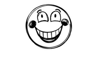 Animation forms a sketch of a smile emoticon icon video