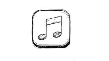 Animation forms a sketch of a musical note icon video