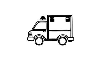 Animation forms a sketch of an ambulance car icon video