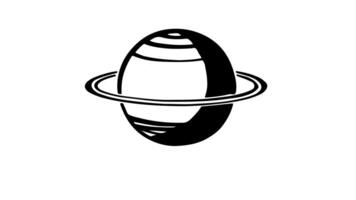 Animation forms a sketch of the planet Saturn icon video