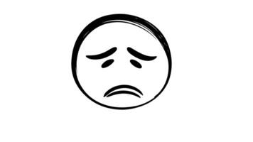 Animation forms a sketch of a sad emoticon icon video