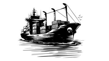 Animation forms a sketch of a cargo ship icon video