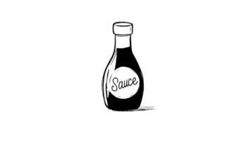 Animation forms a sketch of a soy sauce bottle icon video
