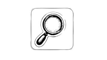 Animation forms a sketch of a magnifying glass icon video