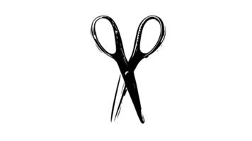 Animation forms a sketch of a scissors icon video