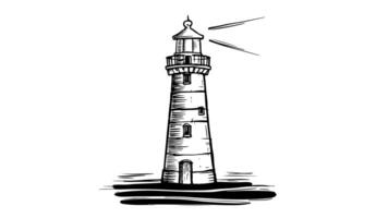 Animation forms a sketch of a lighthouse icon video