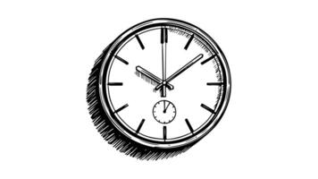 Animation forms a sketch of a wall clock icon video