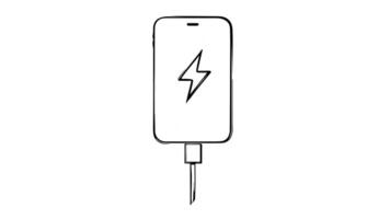 Animation forms a sketch of the smart phone charging icon video