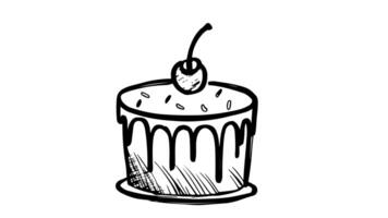 Animation forms a sketch of a birthday cake icon video