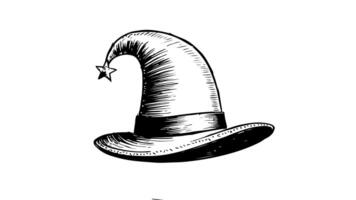 Animation forms a sketch of the witch hat icon video