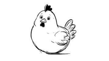 Animation forms a sketch of a hen icon video