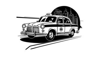 Animation forms a sketch of a taxi car icon video