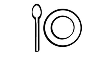 Animation forms a sketch of a plate and spoon icon video