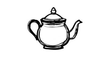Animation forms a sketch of a teapot icon video