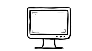 Animation forms a sketch of a monitor screen icon video