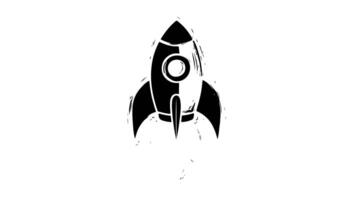 Animation forms a sketch of a rocket plane icon video