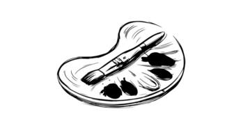 Animation forms a sketch of a painting palette icon video