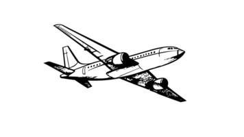 Animation forms a sketch of an airplane icon video