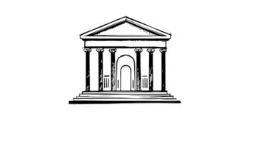 Animation forms a sketch of the museum building icon video