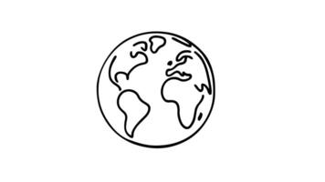 Animation forms a sketch of the planet earth icon video