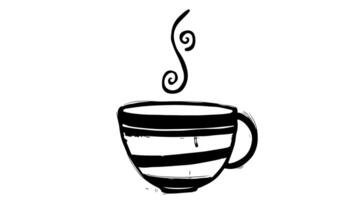 Animation forms a sketch of a cup of coffee icon video