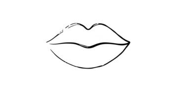 Animation forms a sketch of a lip icon video
