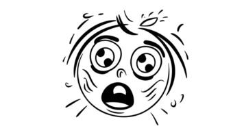 Animation forms a sketch of a surprised emoticon icon video