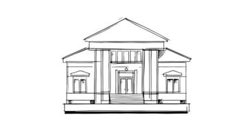 Animation forms a sketch of a university building icon video