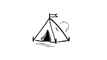Animation forms a sketch of a tent icon video