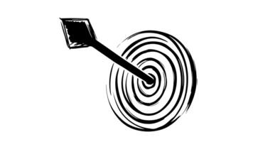 Animation forms a sketch of an archery target icon video