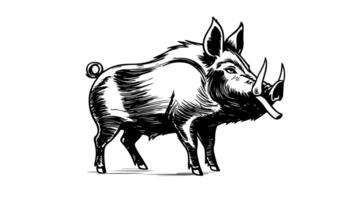 Animation forms a sketch of a wild boar icon video
