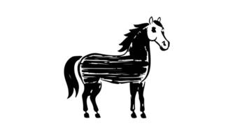 Animation forms a sketch of a horse icon video