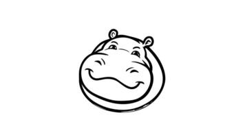 Animation forms a sketch of a hippo icon video