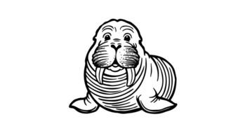 Animation forms a sketch of a walrus icon video
