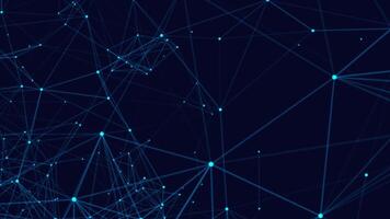 Abstract digital network connection technology concept with motion plexus of dots and lines. Futuristic big data visualization, business video