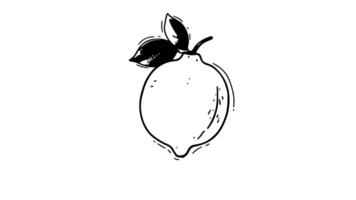 Animation forms a sketch of a lemon icon video