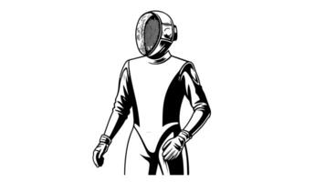 Animation forms a sketch of a fencer athlete icon video