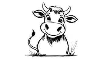 Animation forms a sketch of a cow icon video