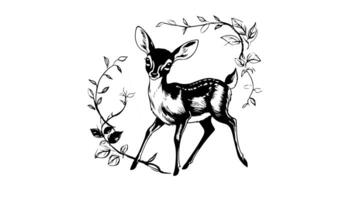 Animation forms a sketch of a deer icon video