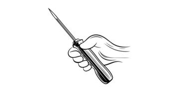 Animation forms a sketch of an icon of a hand holding a screwdriver video