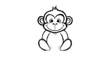 Animation forms a sketch of a monkey icon video