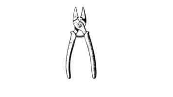 Animation forms a sketch of the pliers icon video