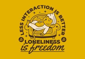 Less interaction is better. Character design of monkey sleep on the sofa, with full yellow colors of background vector