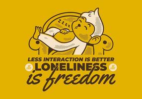 Less interaction is better. Character design of monkey sleep on the sofa, in full yellow background vector