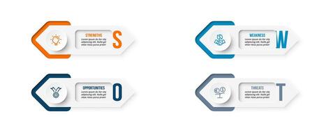 SWOT analysis for business infographic template. vector