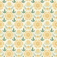 Modern smooth geometric abstract flowers and leaves in a folk Scandinavian style. Minimalistic ornament pastel green orange background vector