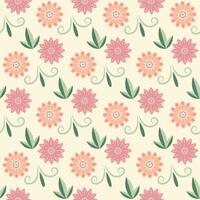 Modern smooth geometric abstract flowers of chamomile chrysanthemum in the folk Scandinavian style. Minimalistic ornament pastel green orange background vector