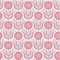 Modern smooth geometric abstract flowers of Herbers in the folk Scandinavian style. Minimalistic ornament Pastel Pink background vector