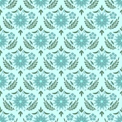 Modern smooth geometric abstract flowers of chrysanthemums in the folk Scandinavian style. Minimalistic ornament Pastel Blue background