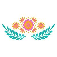 botanical boundary of the frame line with geometric colors and leaves. Folcloric Scandinavian motive wreath vector